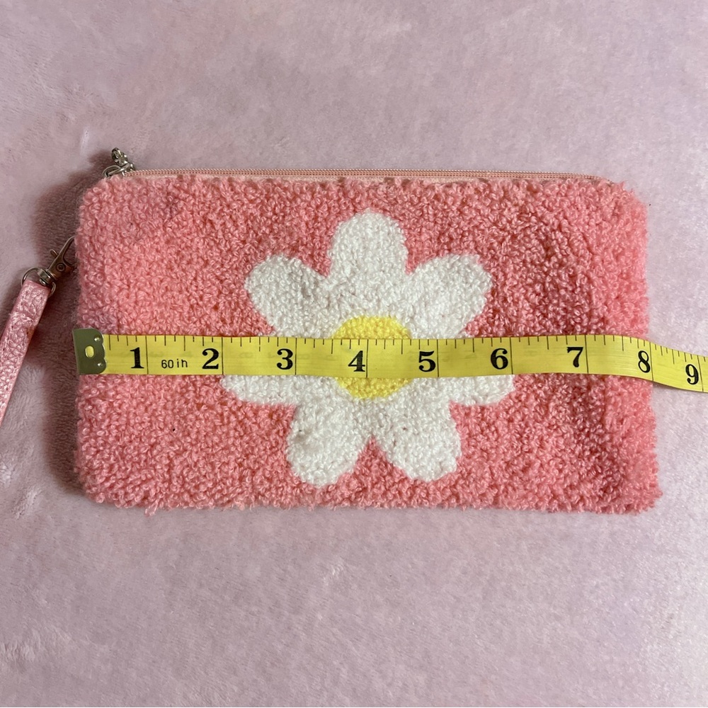 Pink Fuzzy Large Daisy Wristlet Bag - Picture 8 of 10